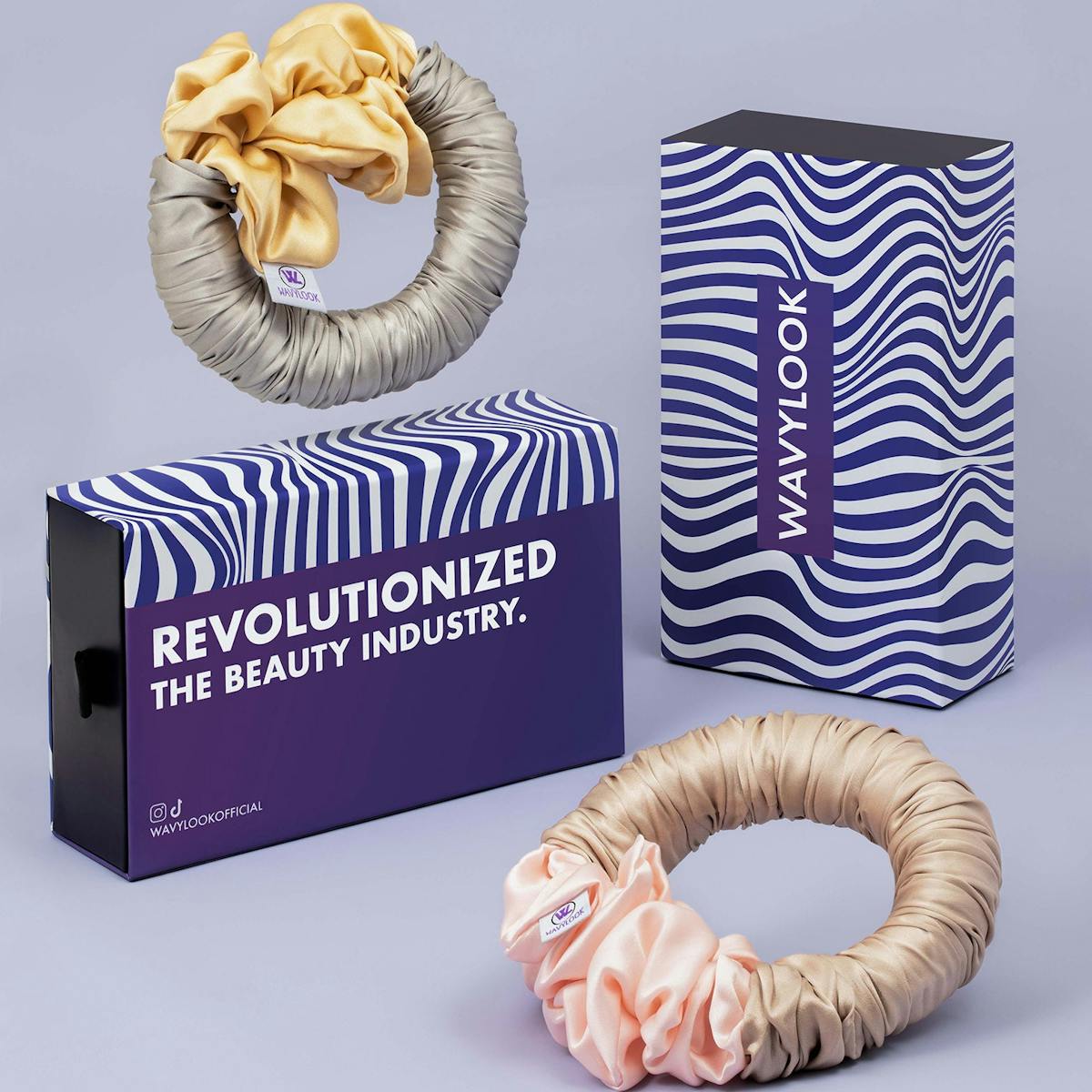 WAVYLOOK Scrunchie - group-scrunchie-with-box-in-purple-bg-sp